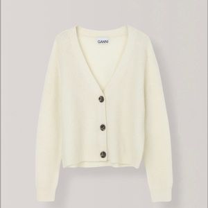 Brand New Ganni Knitted cropped V-neck cardigan
